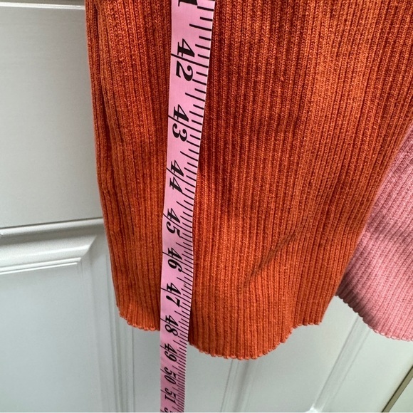 Pink and Orange Ribbed Button Down Midi Sweater Dress - Picture 7 of 11